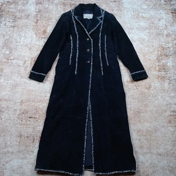 Wilsons Leather Vintage Blue Long Boho Suede Leather Coat Womdns Medium - Picture 6 of 13